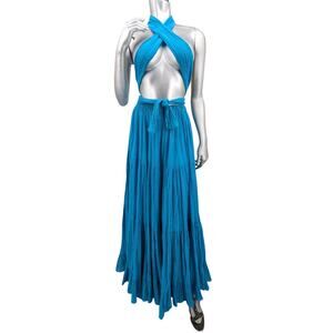 Vintage 1990's ANNA KONYA Renaissance Fair Gypsy Tiered MAXI SKIRT Crinkly Gauze